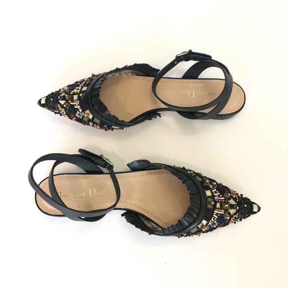 Dior Embroidered Pointed Toe Flats - Picture 3 of 11